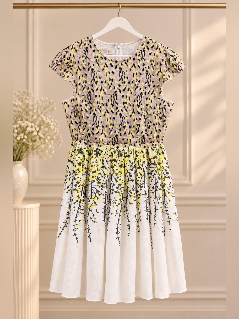 Giambattista Valli Falling Flowers Silk Embroidered A-Lind Mini Dress 46/L Italy - Picture 10 of 10